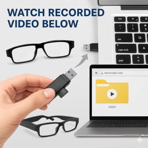 Image of DDLC 2MP HD Hidden Camera Smart Eyewear | Easy-to-Use One-Touch Video & Photo Capture |1080P Invisible Lens Spy Glasses for Business Meetings & Legal Documentation | Lightweight Unisex | Evidence