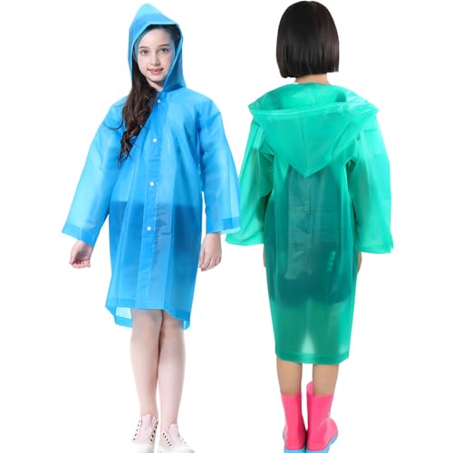 Image of Rain Ponchos Raincoats for Kids, 2 Packs Rain Coats Jacket Reusable with Hood for Boys Girls Disney Hiking Camping Outdoor