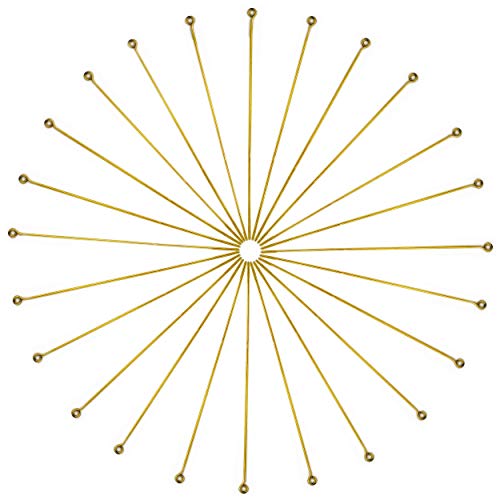 Eye Pins for Jewelry Making | Ship Straight and Unbent (150 Pieces, 3 Inches, 76mm, 22 Gauge) Flat-Head Brass Dressmaker Eyepins | Jewellery Making Kit for Crafting Earrings and Bracelets