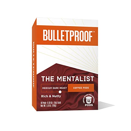 Bulletproof The Mentalist Medium-Dark Roast Single-Serve Pods, 10 Count, Compatible with Keurig K-Cup Brewers, 100% Arabica Coffee Sourced from Guatemala, Colombia & El Salvador