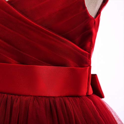 Image of Glamulice Flower Girls Spaghetti Strap Tulle Dress Long A Line Wedding Pageant Dresses Princess Birthday Party Ball Gown
