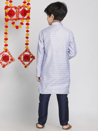 Image of VASTRAMAY Boy's Silk Blend Printed Kurta Pyjama Set (1)