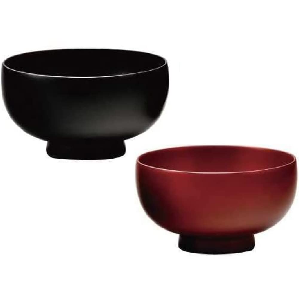 Amazon.co.jp: 会津漆器 夫婦汁椀 溜・朱 4.0 布袋 ペア 夫婦椀 天然