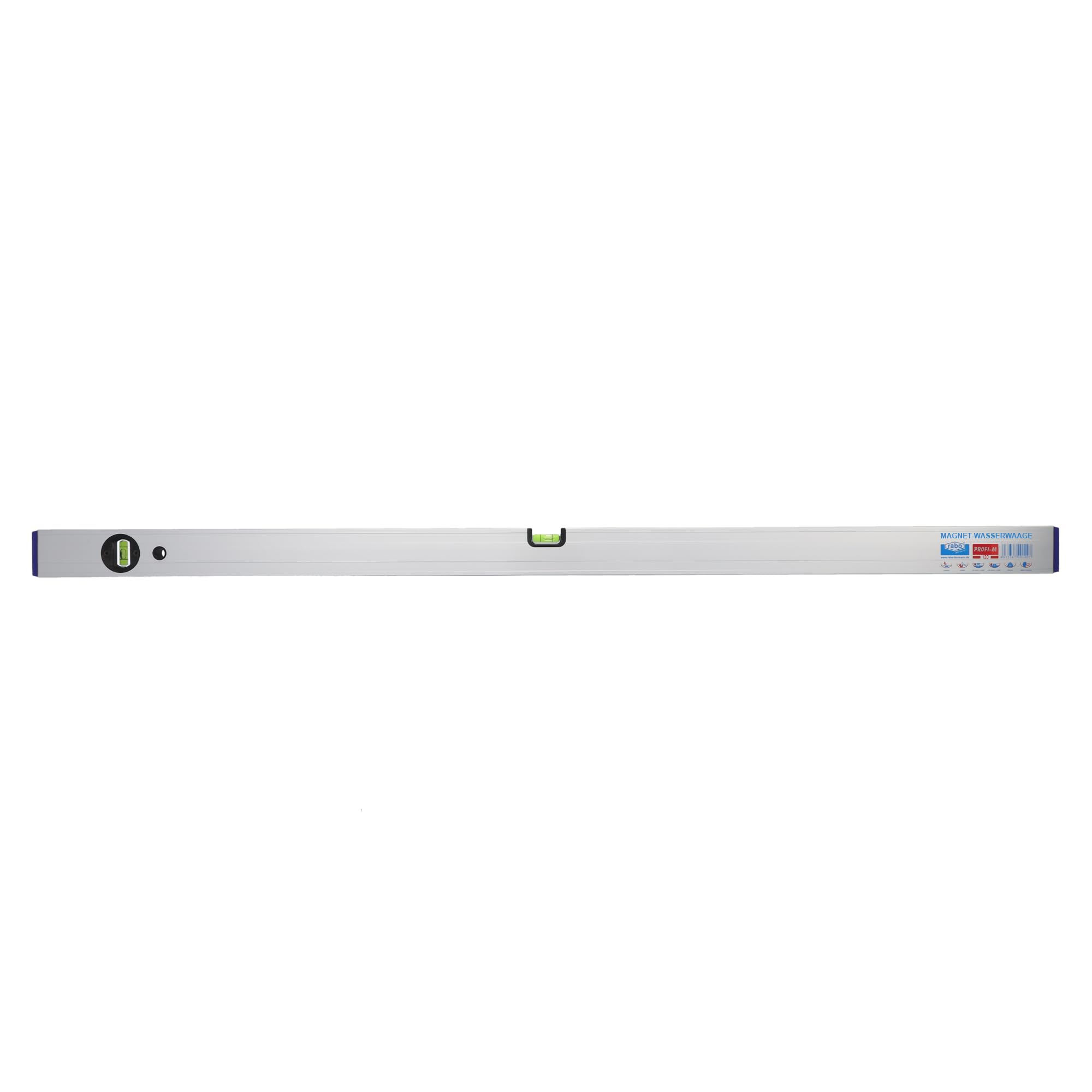 rabo - Aluminio nivel de burbuja magnética"Profi-M" ajustable, a prueba de golpes, anodizado natural, la precisión de 0,5 mm/m, peso 630G / M, 150 cm de longitud