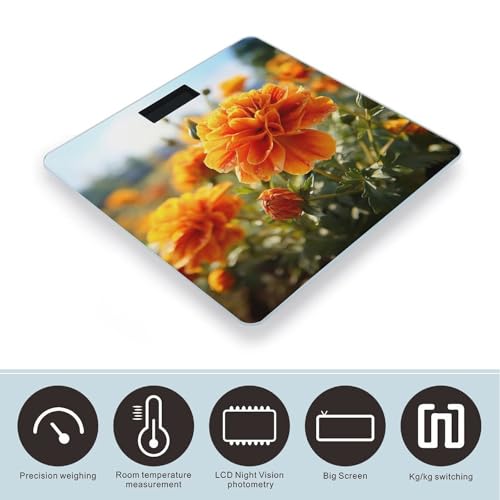 Báscula digital baño diseño flores otoñales 400lb miniatura 3
