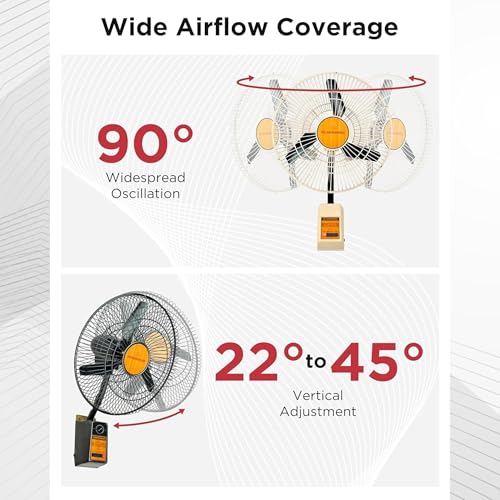 Image of Almonard Mark II 450mm Wall Fan | High Speed | 80 W | Heavy duty | Full Copper Winding Motor | 1400 RPM | Aluminium Metal Blades | Wall Mounting Fan | For Home & Office | 1 Year Warranty (Black)