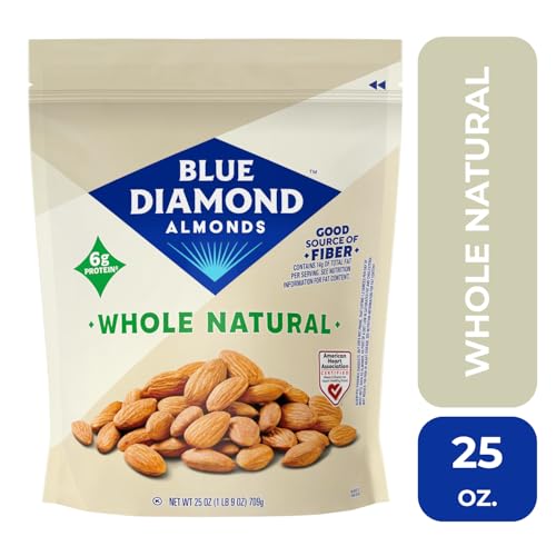 Image of Blue Diamond Almonds Whole Natural Raw Snack Nuts, 25 Oz Resealable Bag (Pack of 1)