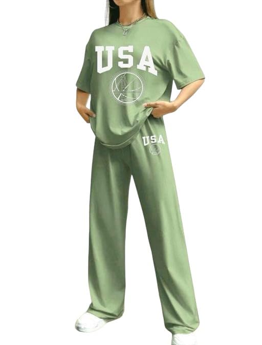 My SwagUSA Graphic Print Cotton Loungewear Set, T-Shirt and Pants, Casual Comfort Wear