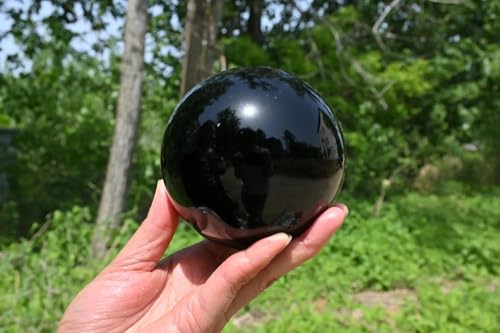 Sphère d'obsidienne noire naturelle 7-8cm, objet de décoration d'exception - 2