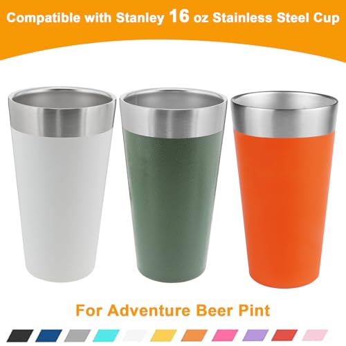 2Pack Replacement Lids Compatible with Stanley 16oz Beer Pint Glass, Leak-Proof & Insulated Lid for Stacking Metal Drinking Tumbler (White-2Lid)