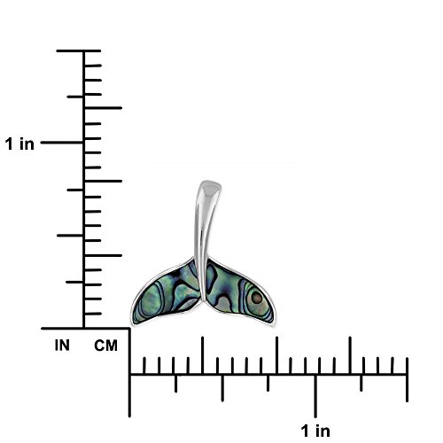 Hawaiian Silver Jewelry Whale Tail Pendant Necklace – Premium Sterling Silver Necklace With Abalone Shell Inlay – Italian Made Silver Chain Hawaiian Necklace – 18 Plus 2-Inch #TOP2