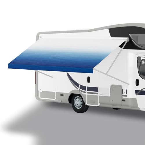 DNYKER 15' RV Awning Fabric Replacement, Heavy Duty 16.2oz Weatherproof Vinyl RV Awning Fabric, Universal Outdoor Canopy for Camper, Trailer and Motorhome,Blue Gradient