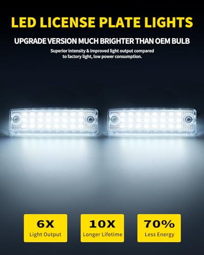 Asgohme LED License Plate Lights Bright White Tag Lamp Assembly Replacement Compatible with 1996-2023 Toyota 4Runner & 2008-2022 Toyota Sequoia, Pack of 2