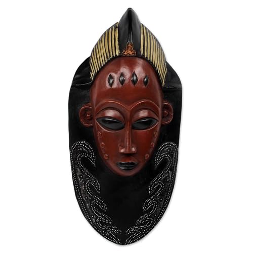 NOVICA Decorative Large Wood Mask, Red 'Supremacy'