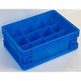 部品収納ボックス [12仕切り深] 青プラスチック製 [12区画タイプ](400×300×140mm）パーツケース コンテナ BOX ネジ 工具 パーツ整理 YFK43147-12