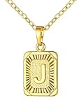 U7 A-Z 26 Letters Pendant Men Womens Fashion Monogram Jewelry 18K Gold Plated Square Pendants Capital Initial J Necklace