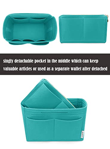 Image of LEXSION Felt Purse Organizer Insert, Tote Bag Shaper Dividers with 5 Sizes, Lake Blue, Medium | LEXSION Felt Purse Bag Organizer Insert with zipper Bag Tote Shaper Fit Speedy Neverful PM MM