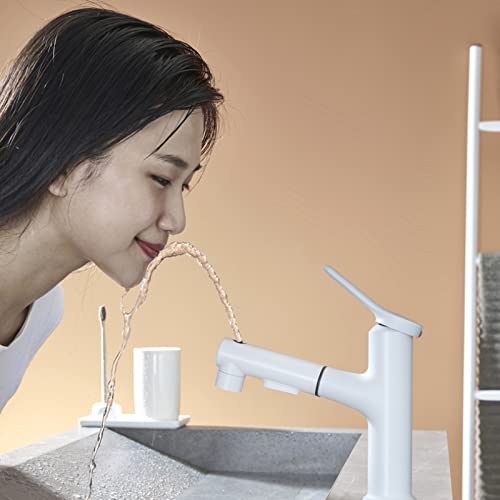Robinet d'évier extractible blanc en cuivre fin double mode - 2