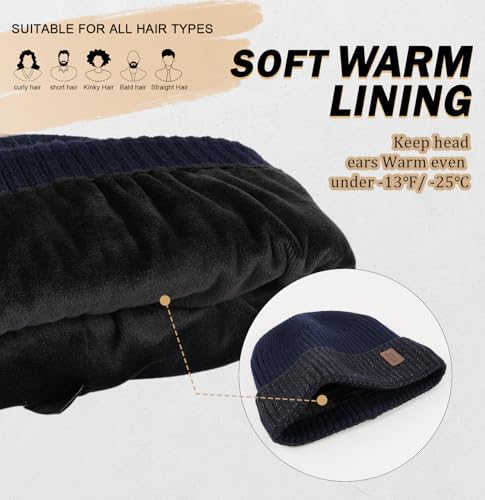 Image of Wmcaps Warm Beanie for Men Women, Fleece Lined Beanie Warm Winter Caps Unisex Fashion Knit Cuffed Cap