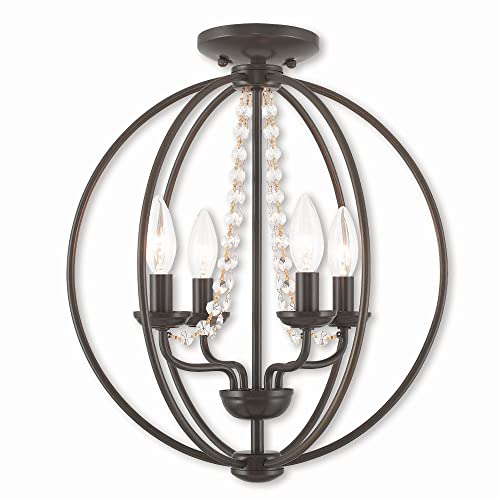 Livex Lighting 40914-05 Transitional Four Light Mini Chandelier/Ceiling Mount from Arabella Collection Finish, Polished Chrome by Livex - Image 3