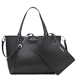 Calvin Klein Masonite North/South Tote, Black/Silver