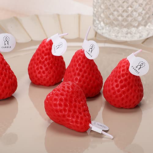 Nuanchu HL-NUANCHU-48686 8 Pieces Strawberry Candle Strawberry Shaped Scented Candle Mini Soy Wax Candle Small Scented Cute Candle Wax Decorative Candle thumb #2
