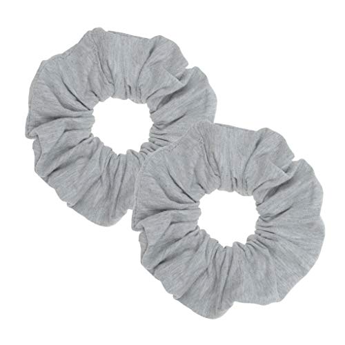 2 Pcs Grey Color Cotton Scrunchies Women Elastic Hair Ties