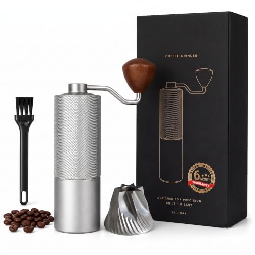 Image of 7-Axis Manual Coffee Grinder Capacity 20g with CNC Stainless Steel Tapered Burr Internal Adjustable Setting, French Press Coffee for Hand Grinder Gift (7-Axis Star Burr SS Grinder)