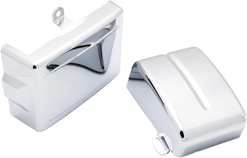 Motorcycle Left & Right Battery Fairing Covers Side Panel Oil Tank Cover For Harley Dyna Fat Bob, Super Glide, for Wide Glide, Switchback (2006-2017) Harley Dyna Street Bob (2006-2014)(Chrome)