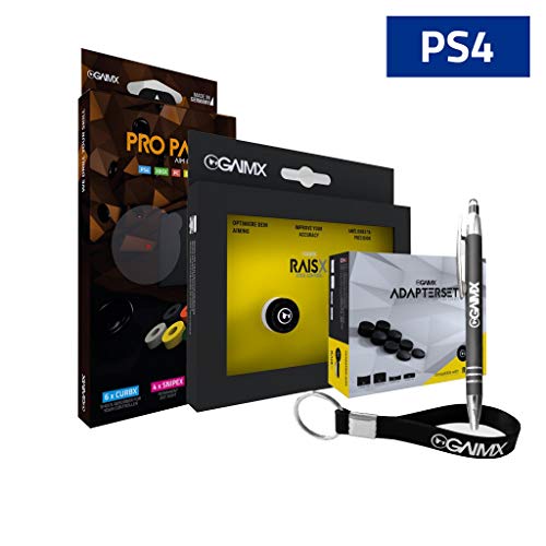 GAIMX Bundle Semi PS4  RAISX + Pro Pack + Adapterset + Merch  CURBX, Gaming Controller Zubehör THUMBX, SNIPEX, Pro Paket mit Bonuszubehör, Aim Optimierung