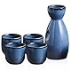 Liwein Sake Set,5-teilig Handbemalt Japanisch Kirschblüte Sake Becher Warm Wein Topf Traditionellektassen Weingläser Basteln Geschenk(Sternenhimmel)