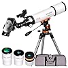 Slokey 50080 Refractor Telescope for Astronomy - 20x-250x Travel Scope with Tripod, Eyepieces and Barlow Lens for Moon and Stargazing - Easy to Mount, Portable, Powerful Telescope for Kids and Adults