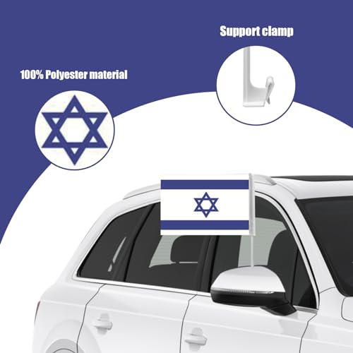 Banderas de Israel para coche de 12x18 pulgadas con clip de montaje resistente pack de 10 3