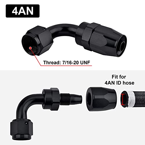 Evil Energy 4An Hose End Fitting 90 Degree Swivel Aluminum Black #TOP1