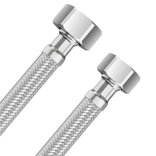 50Cm Mangueras Flexibles 3/8' X 1/2' Ig/Ig, Latiguillos De Fontanería Acero Inoxidable 304, Mangueras Trenzadas De Acero Inoxidable, Manguera Trenzada Para Grifo, Para Grifo De Válvula Angular Grifos