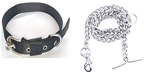Woofy Dog Belt Combo of Dog Collar with Dog Chain Specially for Medium & Small Dogs (3/4 Inch Under Weight 10-25 kg, Color Black) (B0BHP9P3Q8) Amazon Price History, Amazon Price Tracker