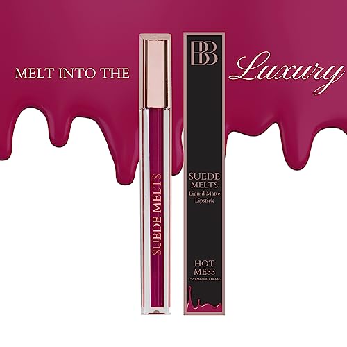 Image of Bergamot Beaute Matte Liquid Lipstick Suede Melts Non Transfer, Waterproof, Kiss Proof Long Lasting Upto 8 + Hours For Women 2.1ml (Hot Mess)