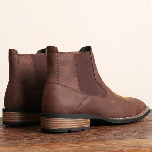 Cowboy Boots for Men Western Square Toe Durable Retro Classic Embroidered Pull On Boot Casual Work Chelsea Short Boots4