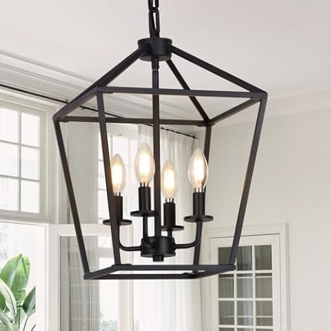 Industrial Lantern Chandelier with Adjustable Height Cover