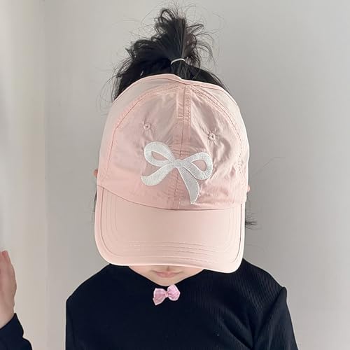 Kids Baseball Hat Visor, Waterproof Bow Tie Sun Cap, Toddler Girls High Ponytail Hat, Summer Beach Hat Age 2-53