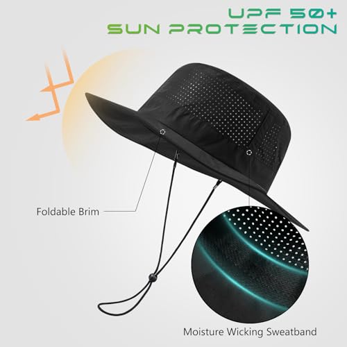 Image of UPF 50+ Bucket Sun Hat with Laser Perforated Mesh Cooling Adjustable Breathable Lightweight for Outdoor Men Women