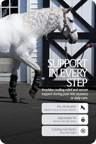 Image of Equinavia Cool Relief Therapy Equine Ice Boots for Horses-Gel Cooling Wraps | Reusable Horse Ice Boots, Soothing Ice Wraps for Horses Recovery Cool Gel for Tendons and Ligaments Soreness After Exercise