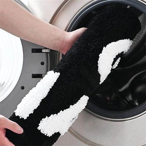 Black Get Naked Bath Mat, Long Runner Mat for Bathroom, Cute Fun Simple Bath Rug, Water Absorbent Non-Slip Microfiber Mat, 18"x47"