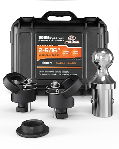 Jyoelron 60618 Puck System Gooseneck Ball Hitch Kit with Box Fit for 2013-2025 RAM 2500 3500 2-5/16 Gooseneck Ball for Truck Bed with 2 Safety Chain Anchors 30000 lbs GTW/7500 lbs VTW