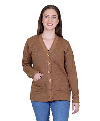 Image of Women Woolen v-Neck Cardigan Pullover Sweater for Winter wear with Front Pockets Plus Sizes Also Available