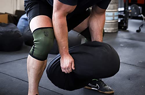 Knee Sleeves (Pair w/ Bag) - Knee Compression Sleeve Support for Squats, Weightlifting, and Powerlifting - Gymreapers 7MM Neoprene Sleeves - 1 Year Warranty (Military Green/Black, Small)
