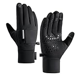 keynoyin Winter Men's Outdoor Cycling Gloves, Touch Screen Windproof and Warm Sports Anti-Splash ski Gloves - Black - XL