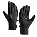 keynoyin Winter Men's Outdoor Cycling Gloves, Touch Screen Windproof and Warm Sports Anti-Splash ski Gloves - Black - XL