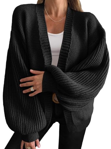 Cicy Bell Womens Oversized Cardigan Sweaters Trendy Open Front Long Lantern Sleeve Chunky Knit Sweater