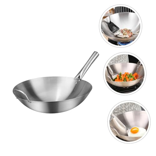 Wok de acero inoxidable con mango y fondo redondo miniatura 7